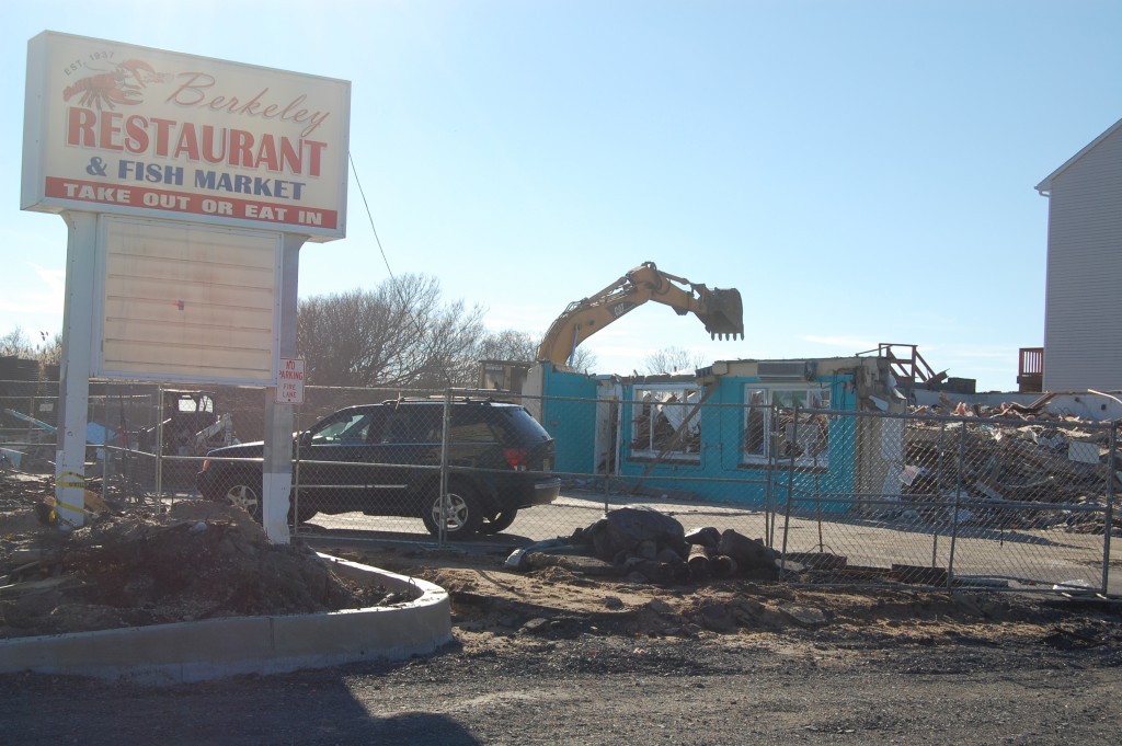 Demolition at the Berkeley Restaurant and Seafood Market, South Seaside Park. (Photo: Daniel Nee)