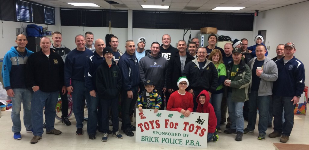 Volunteers with Brick PBA Local 230's Christmas toy drive.