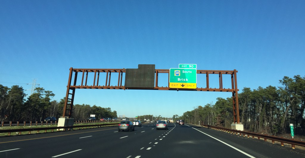 Signage for the future "Herbertsville" exit on the Garden State Parkway, covered up. (Photo: Daniel Nee)