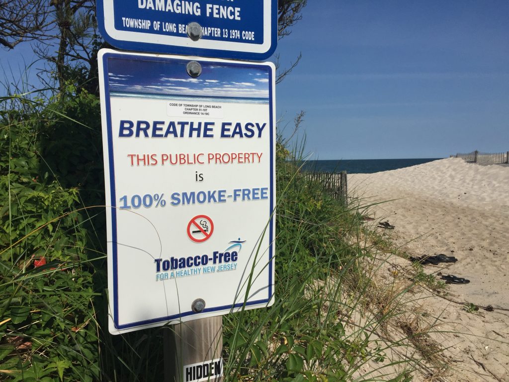 A 'No Smoking' sign on a New Jersey beach entrance. (Photo: Daniel Nee)