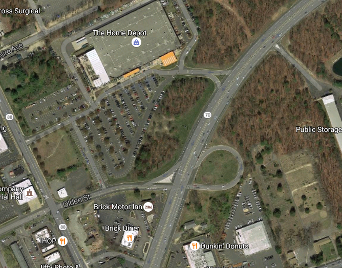 The intersection of Route 70 and Olden Street, Brick, N.J. (Credit: Google Maps)