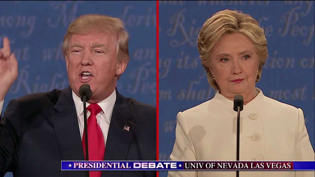 Donald Trump and Hillary Clinton during the third U.S. presidential debate. (File Photo)