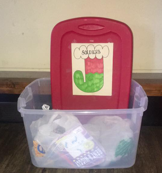 A gift collection bin at the Legion hall. (Credit: ALA 348)