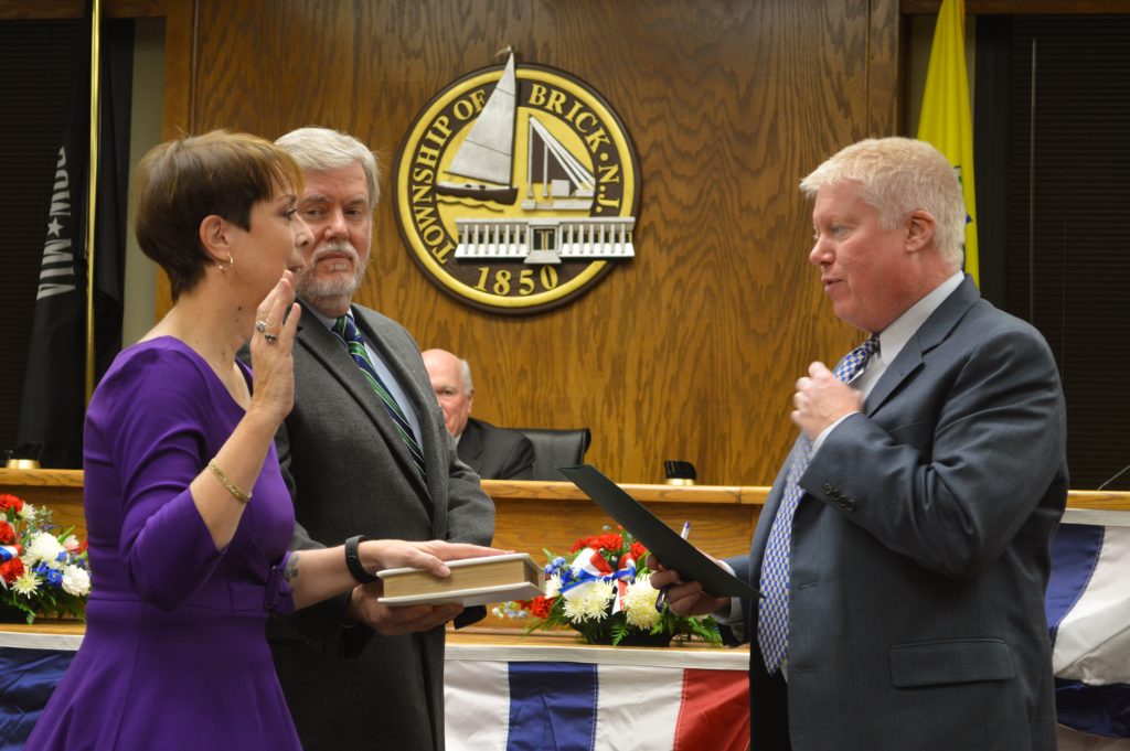 Andrea Zapcic is sworn in as the Brick Township Council Vice President, Jan. 10, 2017. (Photo: Daniel Nee)