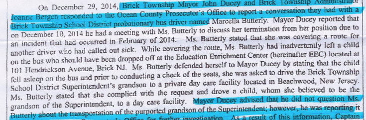 An excerpt of an investigative report produced by the Ocean County Prosecutor's Office. (Credit: Source)