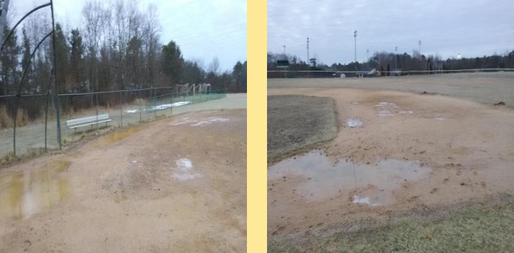 Flooded fields at Brick Memorial High School. (Credit: Brick Schools)