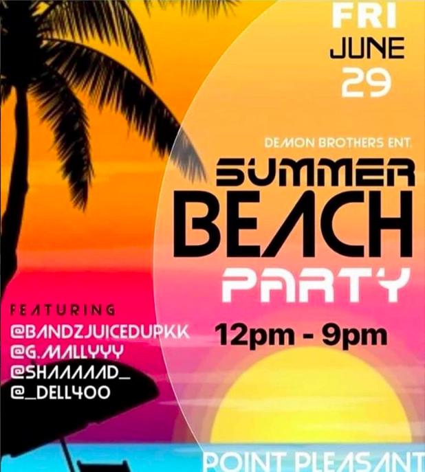 An advertisement promoting a party in Point Pleasant Beach on June 29, 2018. (Instagram Post)