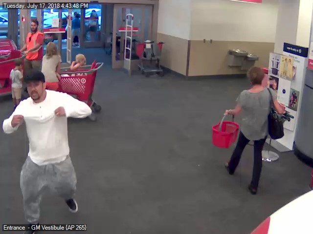 The suspect in a theft from Shop-Rite in Brick enters the nearby Target store. (Credit: Brick Twp. Police)