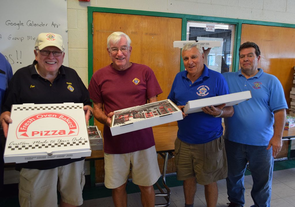 Members of Knights of Columbus Council #8160 at the pizza party they sponsored for special needs students in Brick, Aug. 1, 2018. (Photo: Daniel Nee)