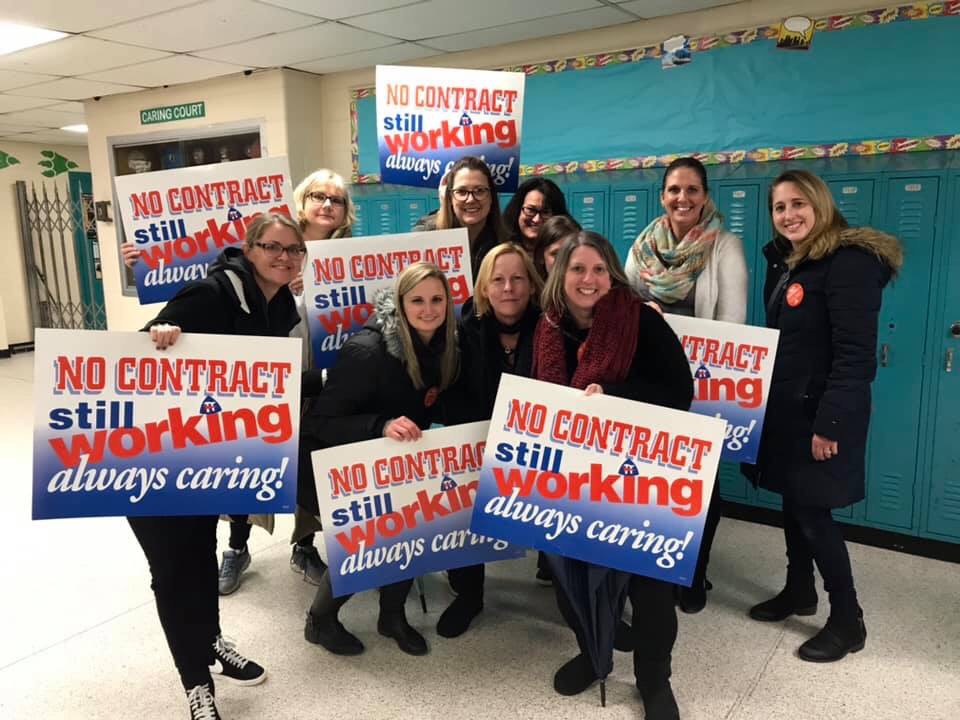 Brick teachers rally for a contract at an event at Lake Riviera Middle School. (Supplied Photo)