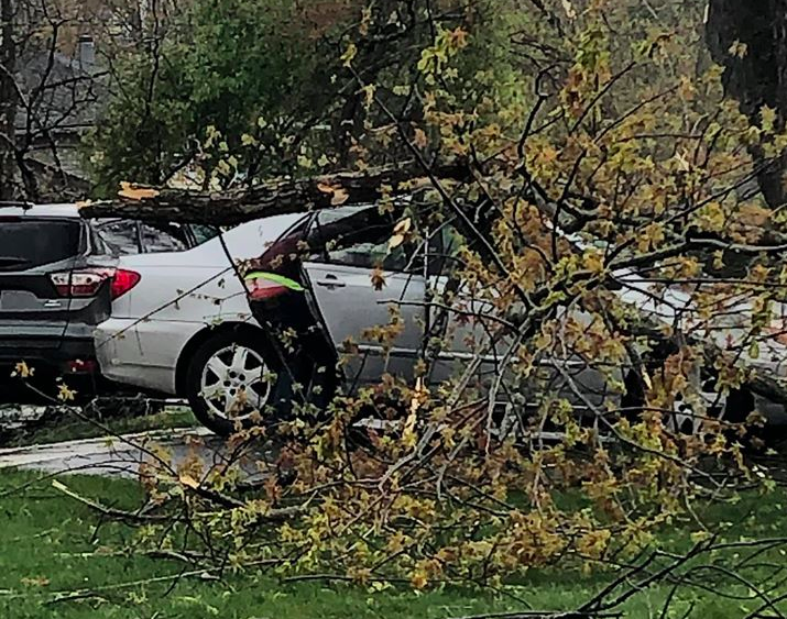 Damage from a severe storm, April 21, 2019, in Herbertsville. (Credit: Steven Houghtaling/Facebook)