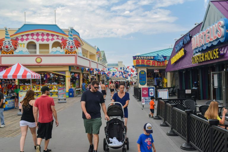 Point Pleasant Beach Boardwalk, Beachfront, Inlet, Some Businesses to