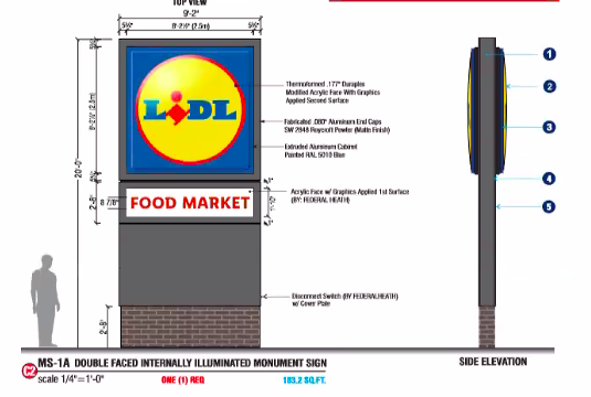 Plans for the upcoming Lidl store in Brick Township, as presented to the township planning board, June 24, 2020.