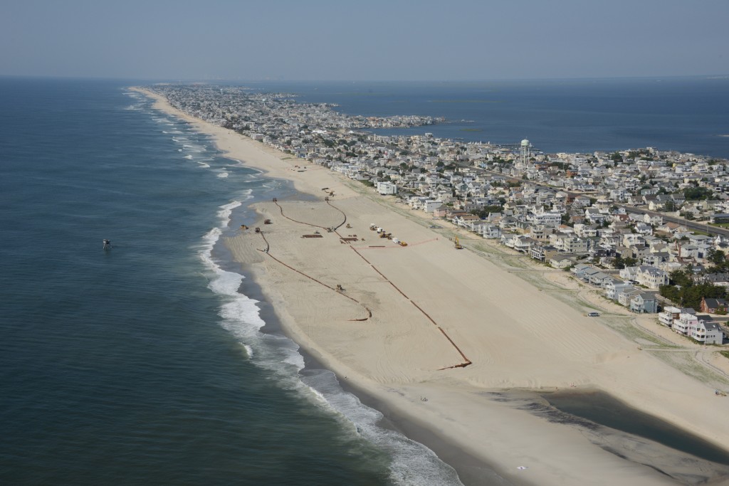 A beach replenishment project in the Brant Beach section of Long Beach Township. A similar project is being planned for Ocean County's northern barrier island. (Photo: U.S. Army Corps of Engineers)