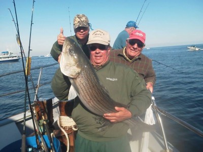 A striped bass caught on the Queen Mary out of Point Pleasant Beach earlier this week. (Photo: Queen Mary/Facebook)