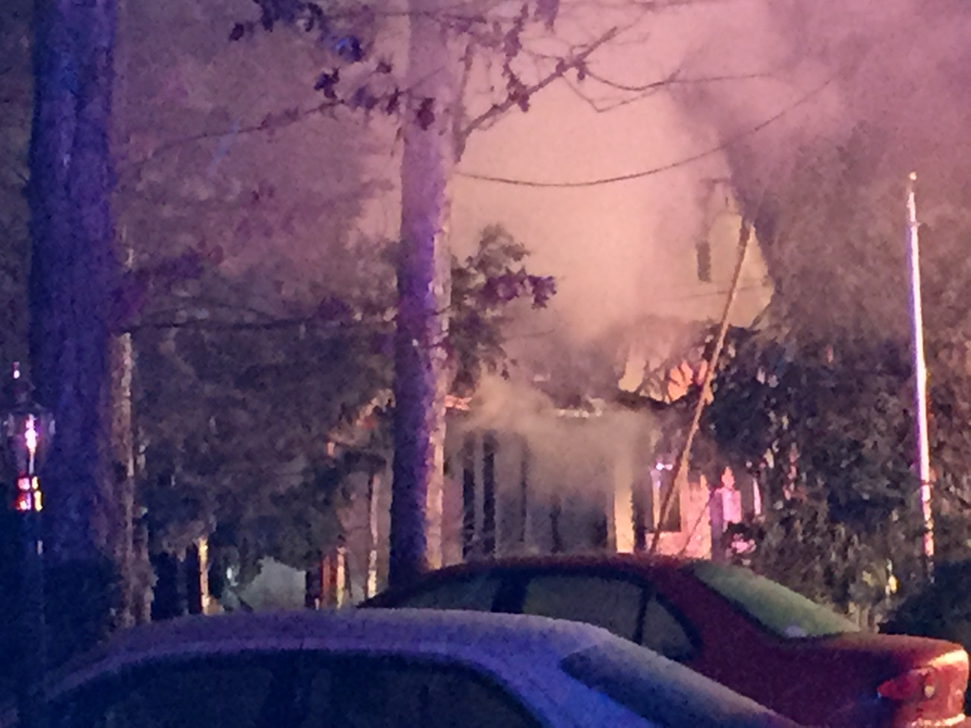 Brick firefighters battle a house fire in the early morning hours of Feb. 17, 2015. (Photo: Daniel Nee)