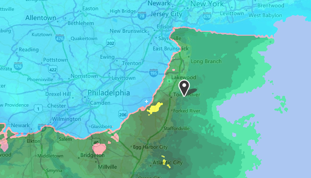The weather radar at 1 a.m. Monday. (Courtesy: Weather.com)