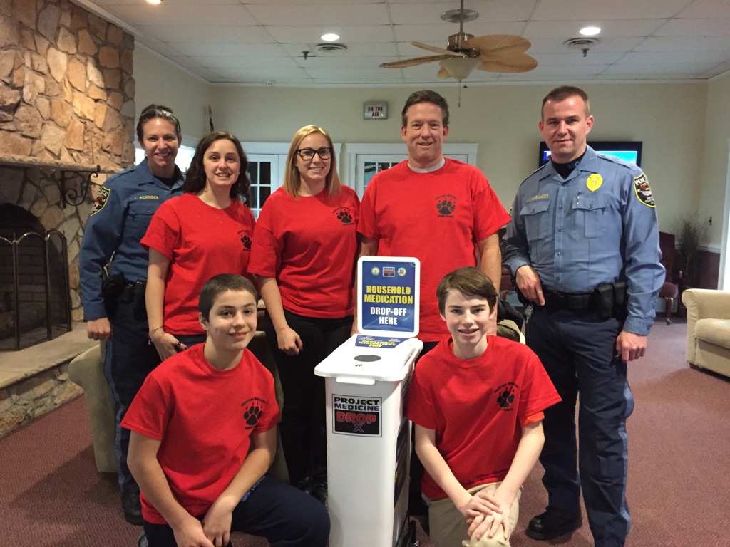 Brick middle school students and Brick police officers teamed up for a collection of unused prescription drugs. (Photo: Brick Twp. Police)