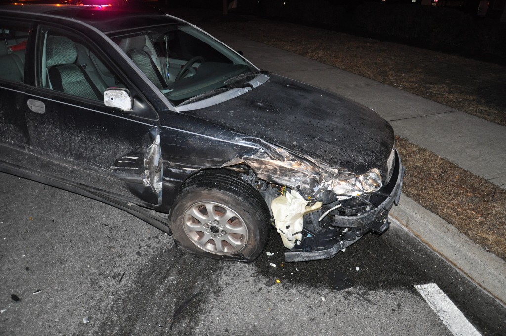 Damage resulting from a crash that occurred when a driver rear-ended a Toms River police car, Feb. 11, 2015. (Photo: TRPD)