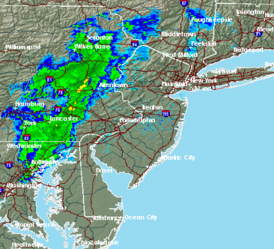 Thunderstorms on the way – the radar at about 2 p.m. Wednesday. (Credit: NWS)