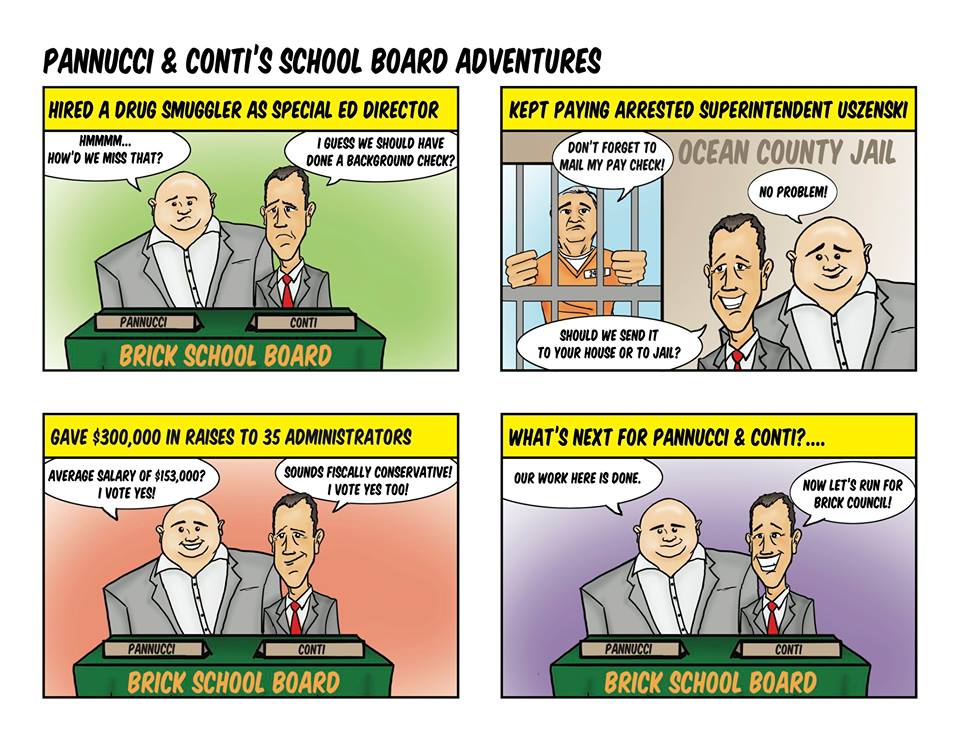 A cartoon portrayal of two Brick Township Council candidates. (Credit: Ducey Team for Brick)