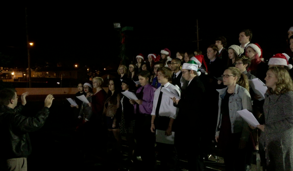 The Brick Memorial High School caroling choir performs at the annual township Christmas tree lighting. (Photo: Daniel Nee)