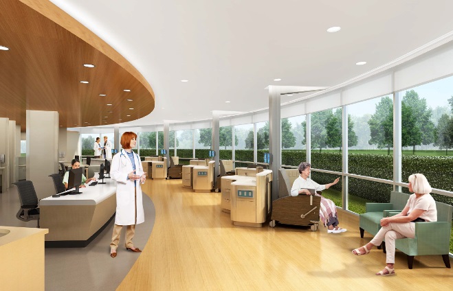 A rendering of the upcoming cancer center at Ocean Medical Center. (Credit: Meridian Health)
