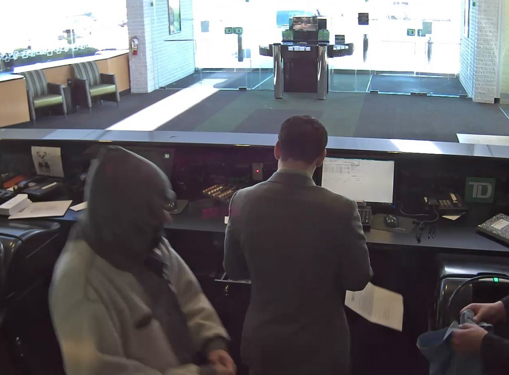 The suspect in a robbery of the TD Bank in Brick, Feb. 22, 2016. (Photo: Brick Twp. Police)