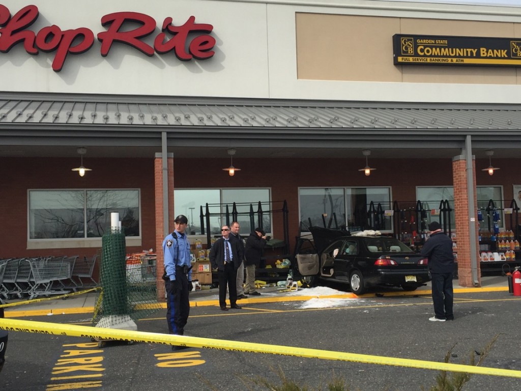 A vehicle after it crashed into the Brick Shop Rite store. (Submitted Photo)