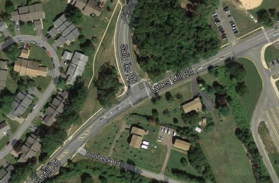 The intersection of Sally Ike and Lanes Mill roads. (Credit: Google)