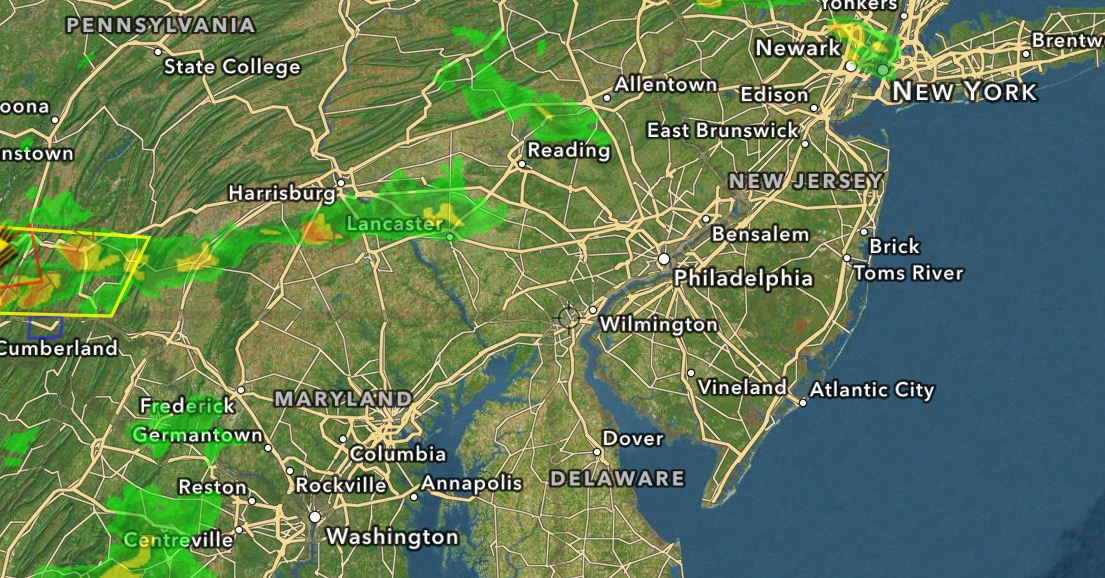 Weather radar at about 7 p.m. Saturday night. (Credit: Hi-Def Radar)