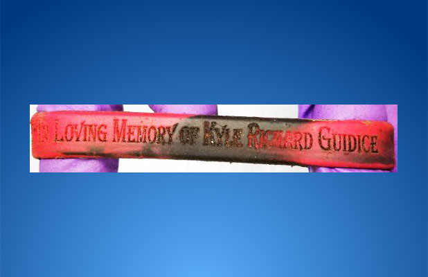 A memorial wristband honoring Kyle Guidice, a Brick teen who died in 2008. (Credit: MCPO)