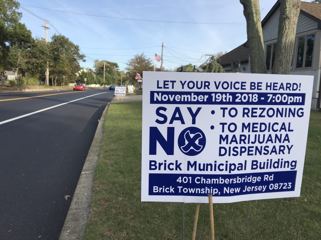 A lawn sign expressing opposition to a proposed medical marijuana dispensary in Brick, N.J. (Photo: Daniel Nee)
