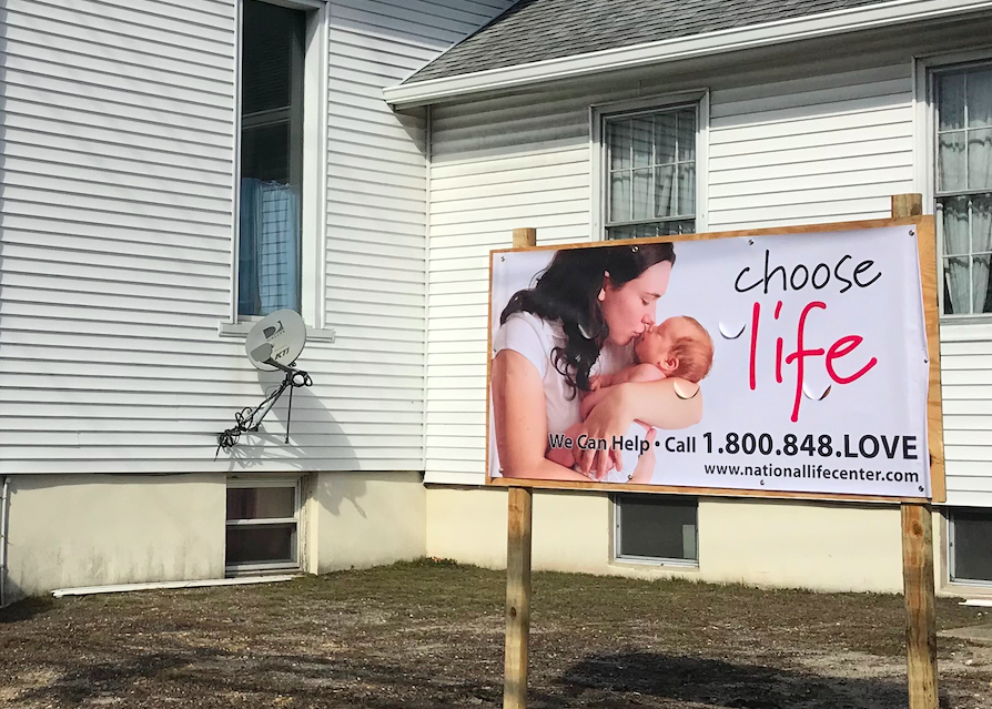 A pro-life banner placed by the Knights of Columbus that was stolen from the Church of Epiphany in Brick. (Supplied Photo)