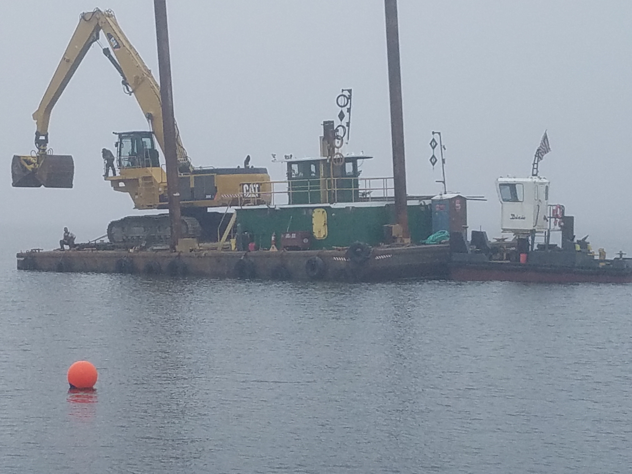 A barge off Bayview Park in Brick, June 19, 2019, as part of a regional dredging project. (Photo: Patricia Nee)