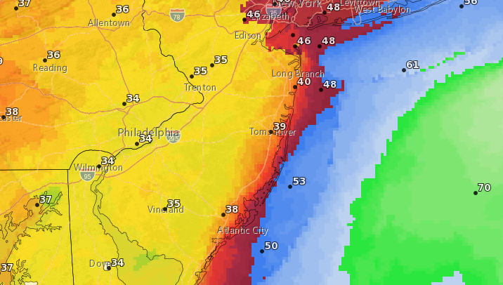 Projected wind gusts, Monday, April 13, 2020. (NOAA)