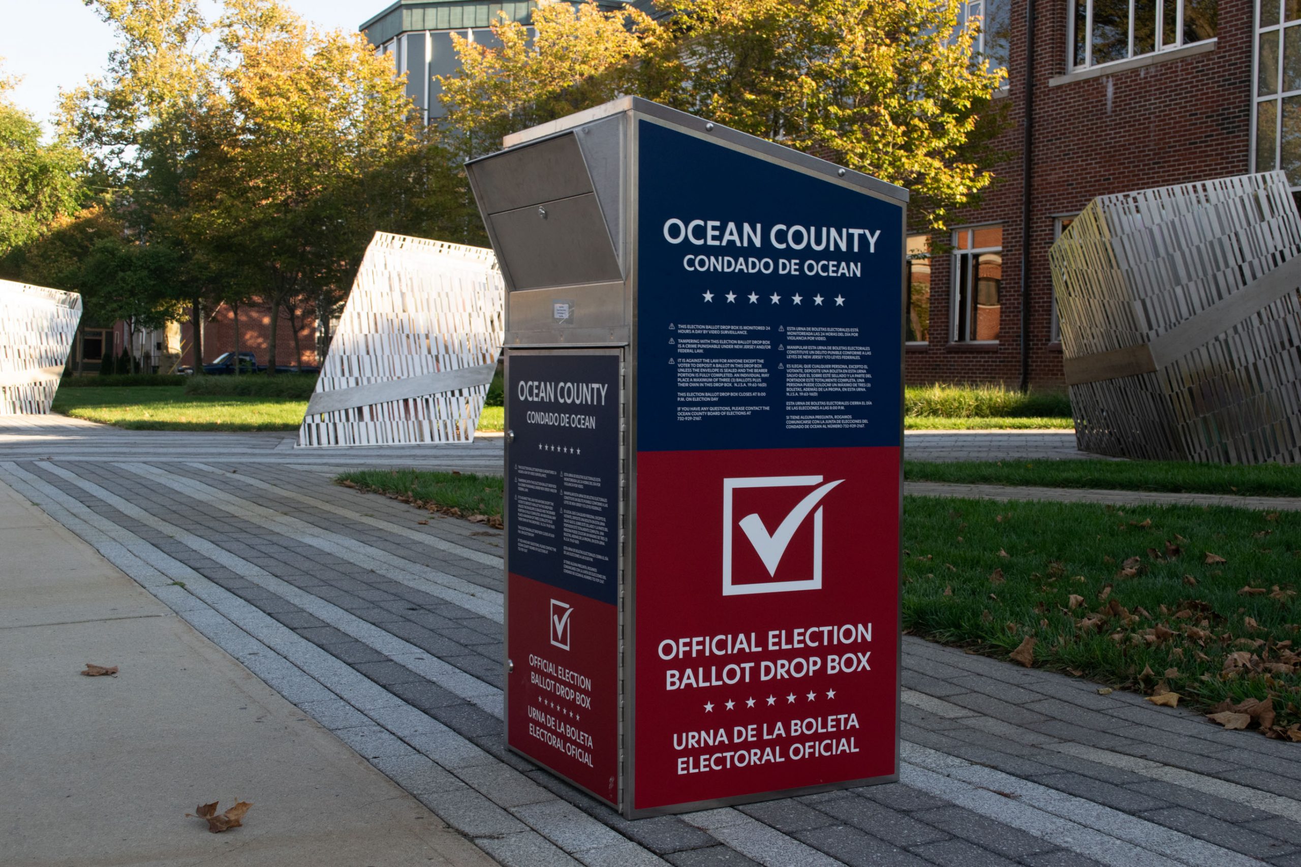 An Ocean County ballot drop box for the 2020 election. (Photo: Daniel Nee)