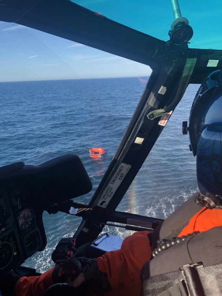 The U.S. Coast Guard rescues anglers from a burning boat off Ocean County, Nov. 5, 2020. (Photo: USCG)