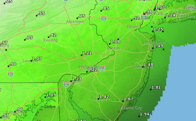 Rainfall totals by Saturday night. (Credit: NWS)