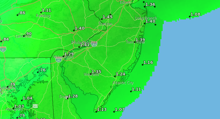 Forecast rainfall for Wednesday night, March 31, 2021. (Credit: NWS)