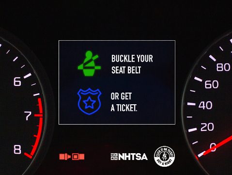 National Highway Traffic Safety Administration's Click It or Ticket 2021 campaign promotional images.