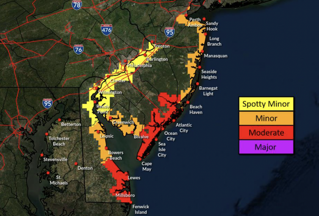 Coastal flood potential, Jan. 3, 2022. (Credit: NWS)