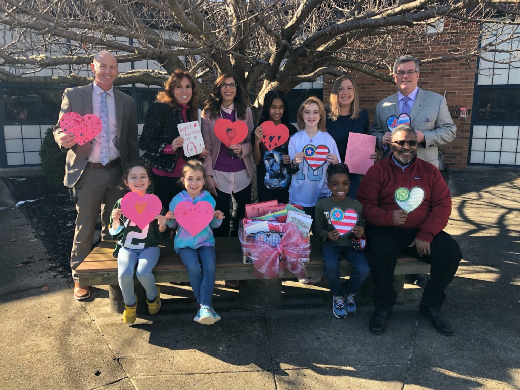 Students at Veterans Memorial Elementary School in Brick make Valentine's Day cards for veterans. (Credit: Brick Twp. Schools)