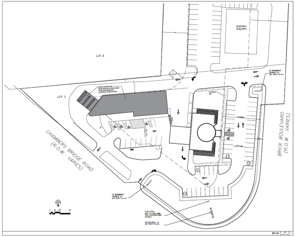 Plans and renderings for a new commercial complex in Brick Township, anchored by OceanFirst Bank. (Planning Document)