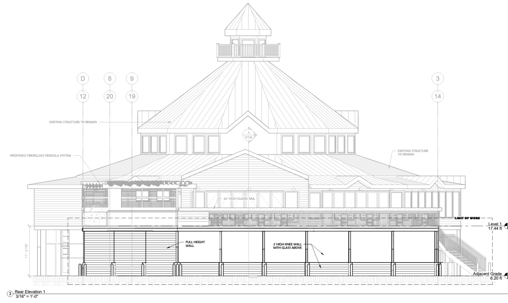 Architectual renderings of an outdoor lounge expansion of Beacon 70. (Credit: Planning Board Document)