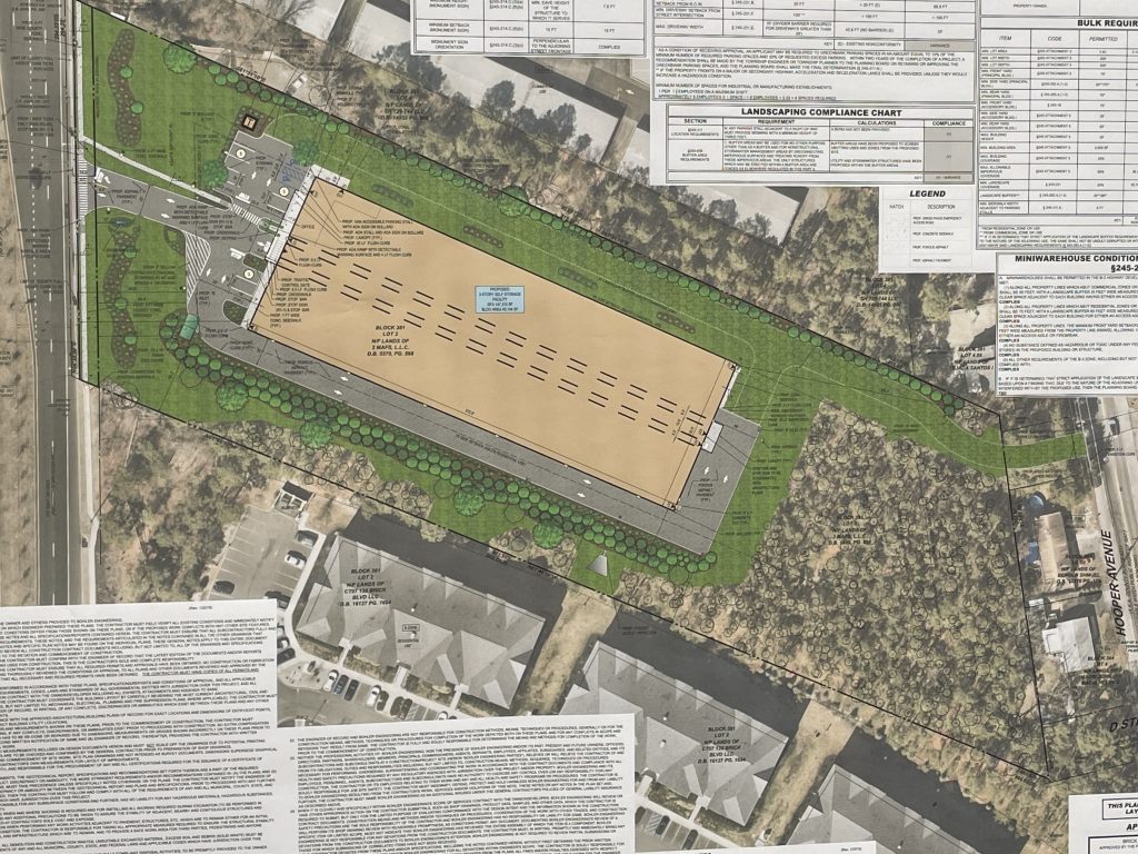 Renderings of an approved self-storage facility in Brick Township, June 8, 2022. (Photo: Daniel Nee)