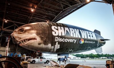 The east coast Shark Week Blimp gets ready to take flight. (Credit: Discovery Networks)