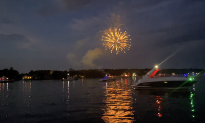 Fireworks at Brick Summerfest as boats gather, July 2022. (Photo: Daniel Nee)