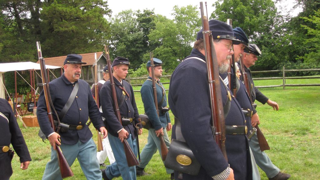 Soldiers of the 61st NY Regiment marching at Havens Homestead property. (Photo: Brick Twp. Historical Society)