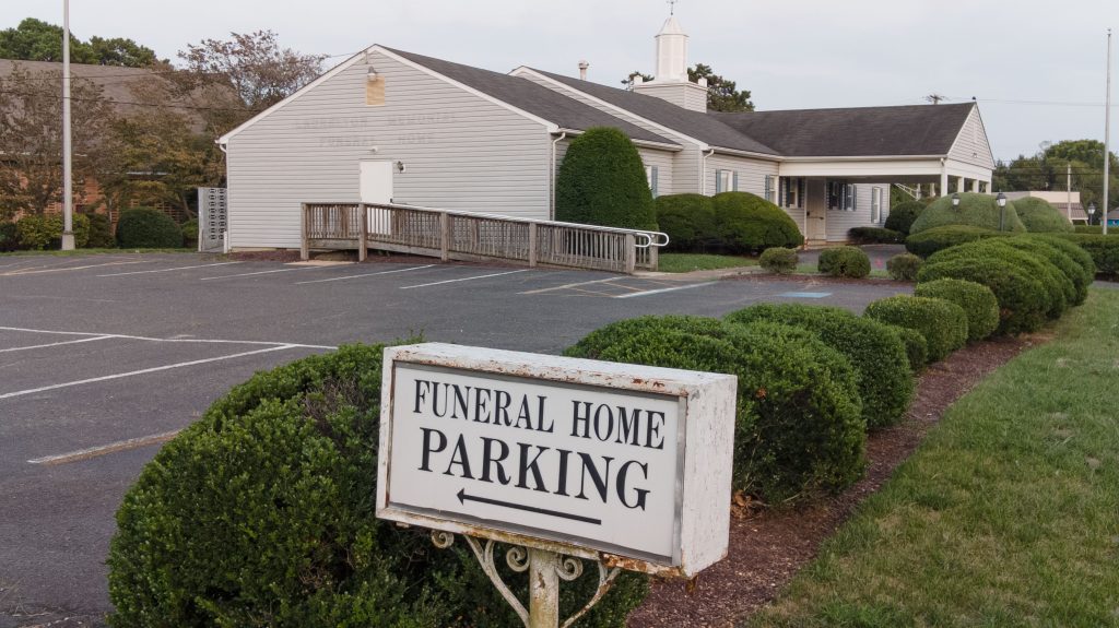 The proposed location for Temple Beth Or, in the former Laurelton Funeral Home building, Brick, NJ, September 2022. (Photo: Daniel Nee)